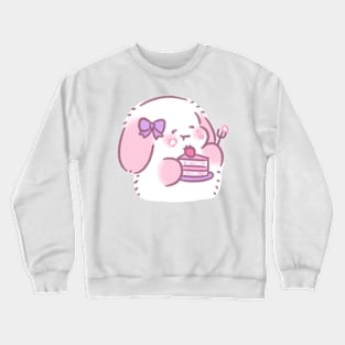 Pink bunny eat a cake Crewneck Sweatshirt